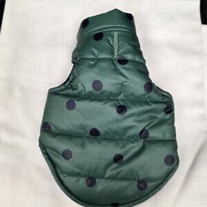 Top Paw Dog Puffer Vest Jacket XXS Green Polka Dot Fleece Lined Winter Coat